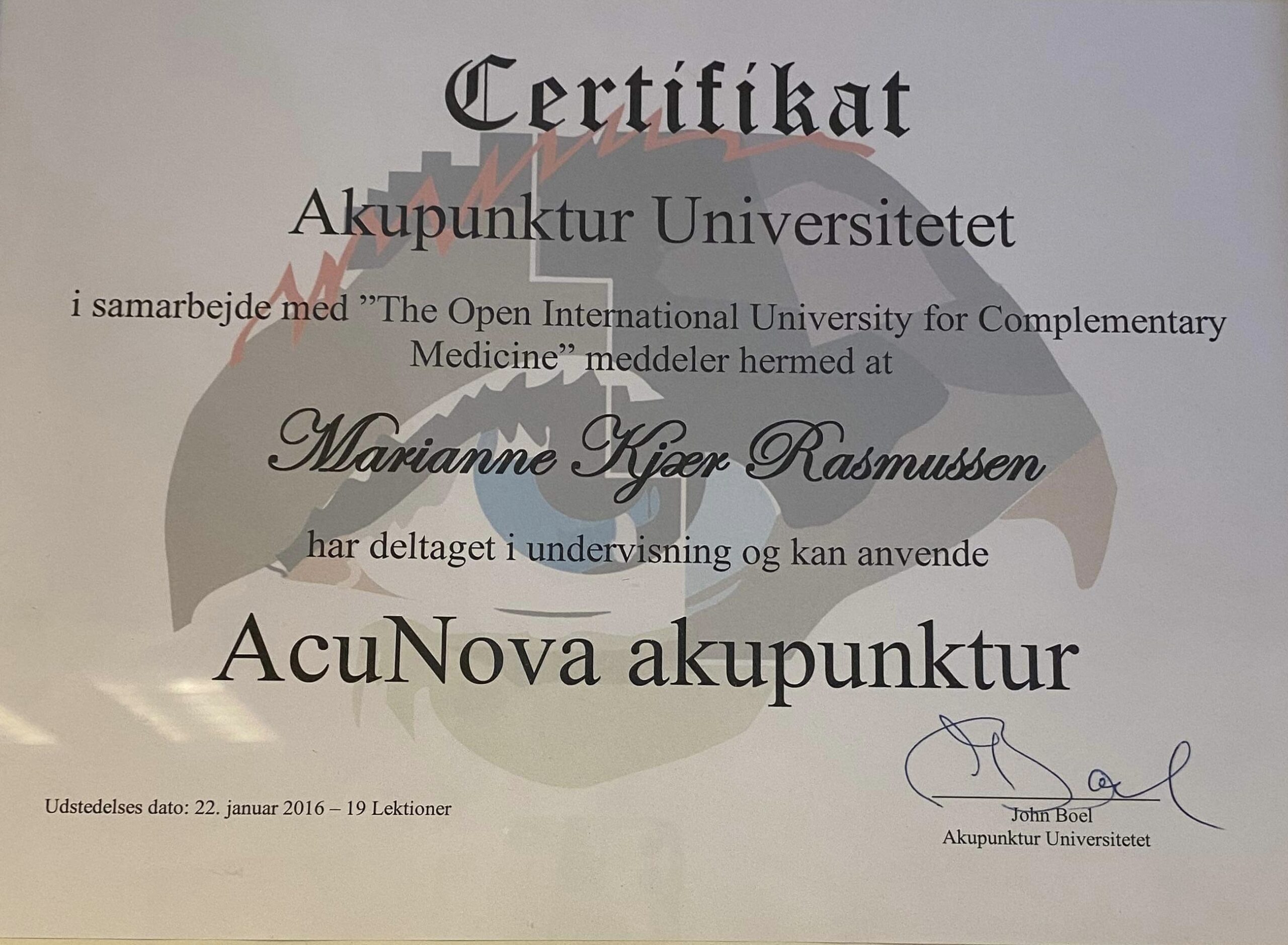Certificering i Acunova akupunktur. Taget af Marianne Kjær George